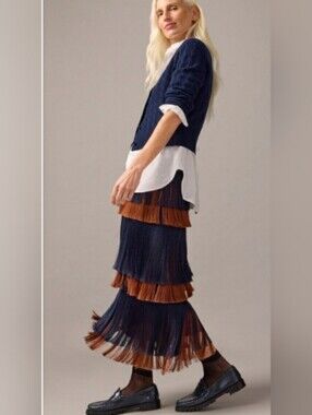 J. Crew Collection Tieref Fringe Maxi Skirt. Size 4